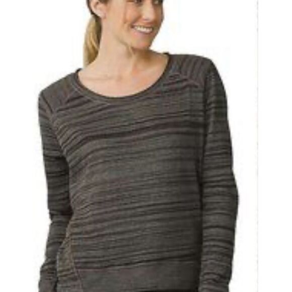 Prana black and gray long sleeve workout top size large - Picture 1 of 8